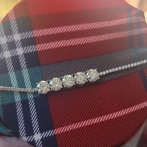 NEW Stunning Solid Silver 10 Ct Moissanite Bracelet with Sparkling Stones